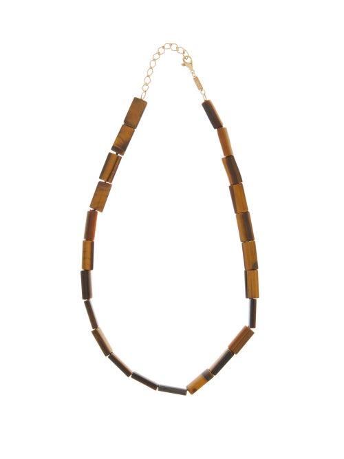 Matchesfashion.com Azlee - Tiger-eye & 18kt Gold Beaded Necklace - Womens - Orange Multi
