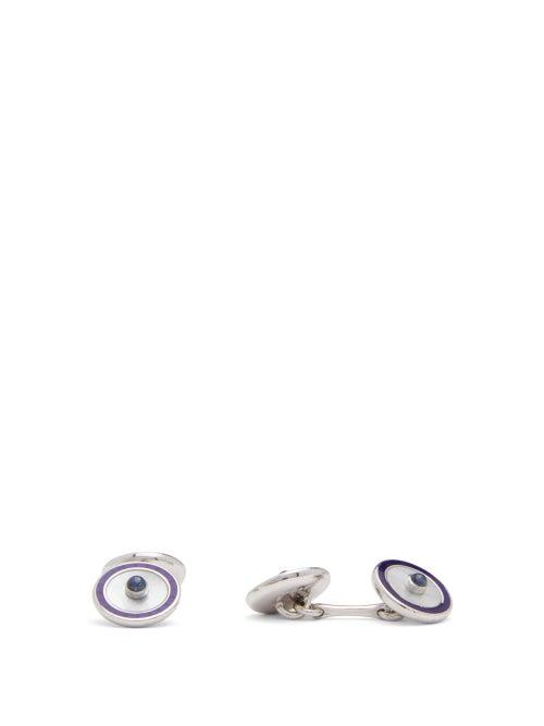 Matchesfashion.com Deakin & Francis - Sapphire Cufflinks And Dress Studs Set - Mens - Silver