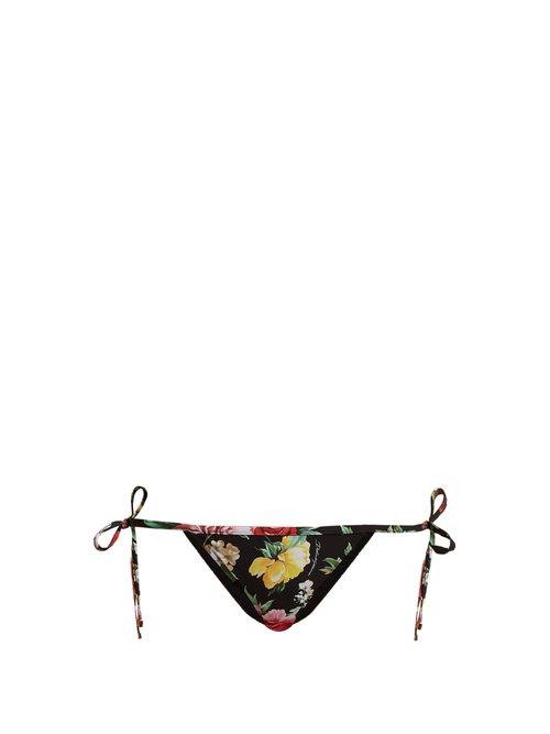 Matchesfashion.com Dolce & Gabbana - Floral Print Tie Side Bikini Briefs - Womens - White Multi