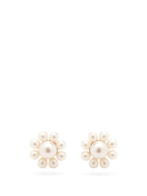 Matchesfashion.com Sophie Bille Brahe - Margherita Pearl & 14kt Gold Earrings - Womens - Pearl