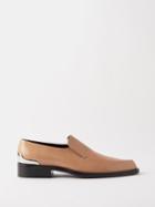 Jil Sander - Metal-plaque Leather Loafers - Womens - Tan