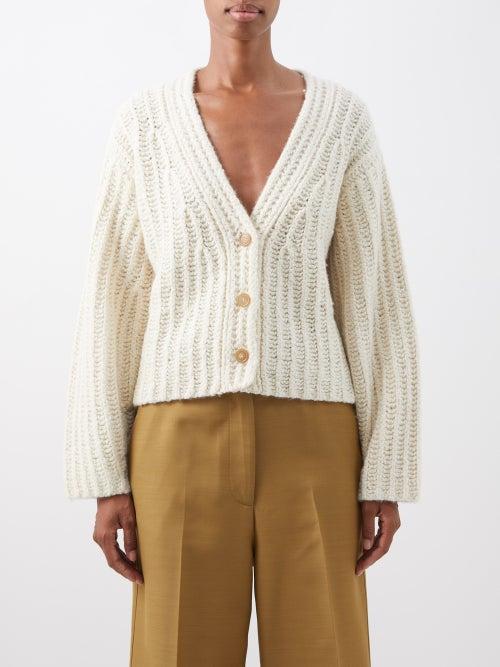 Khaite - Leon Ribbed Cashmere Cardigan - Womens - Ivory