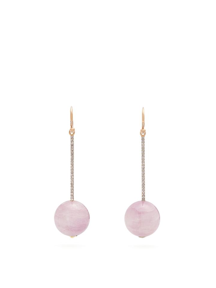 Irene Neuwirth Diamond & Kunzite Rose-gold Earrings