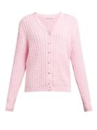 Matchesfashion.com Alessandra Rich - Faux Pearl Button Cotton Blend Cardigan - Womens - Light Pink