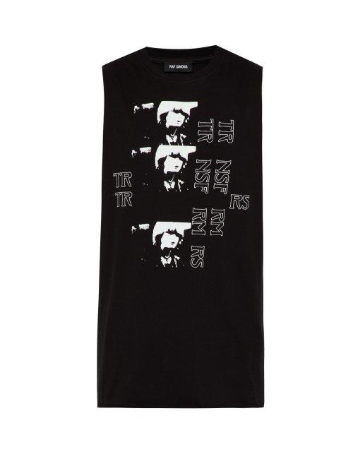 Matchesfashion.com Raf Simons - Toya Transformers Print Cotton Jersey Vest - Mens - Black