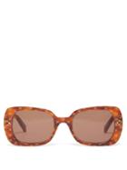 Celine Eyewear - Monogram-print Butterfly Acetate Sunglasses - Womens - Light Brown