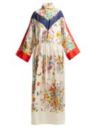 Matchesfashion.com Gucci - Floral Print Tie Waist Silk Dress - Womens - White Print