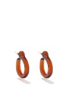 Annika Inez - Glassy Small Glass & 14kt Gold Hoop Earrings - Womens - Brown