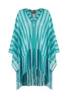 Missoni Mare Striped Oversized Fringed Fine-knit Poncho