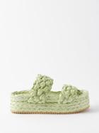 Dodo Bar Or - Dodostock Raffia Flatform Sandals - Womens - Light Green