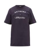 Matchesfashion.com Raf Simons - Antwerp-print Cotton T-shirt - Mens - Navy