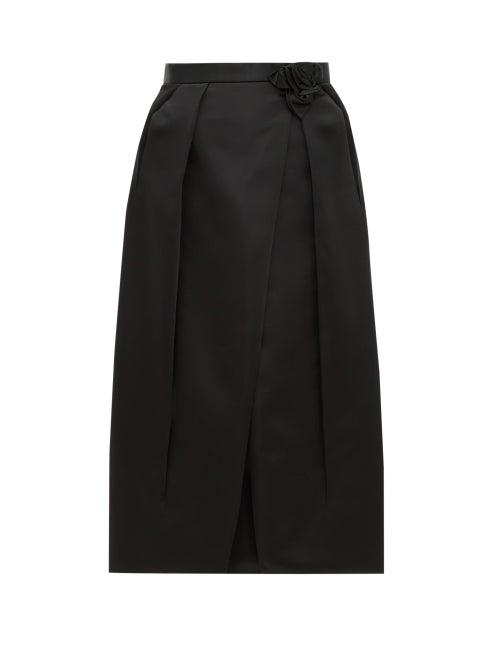 Matchesfashion.com Prada - Rosette Waist Duchess Satin Skirt - Womens - Black