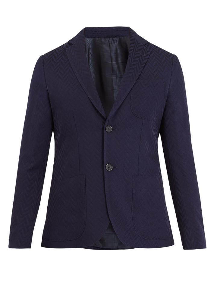 Giorgio Armani Single-breasted Geometric-pattern Blazer
