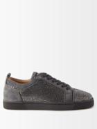 Christian Louboutin - Louis Junior Crystal-embellished Suede Trainers - Mens - Light Grey