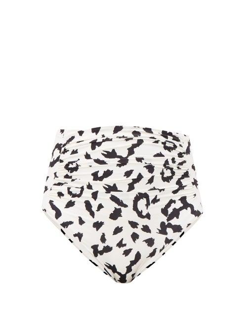 Matchesfashion.com Self-portrait - Leopard Print High Rise Bikini Briefs - Womens - Ivory Multi