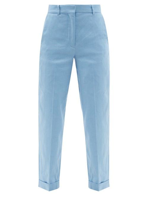 Ladies Rtw Joseph - Trina Straight-leg Linen-blend Cropped Trousers - Womens - Light Blue