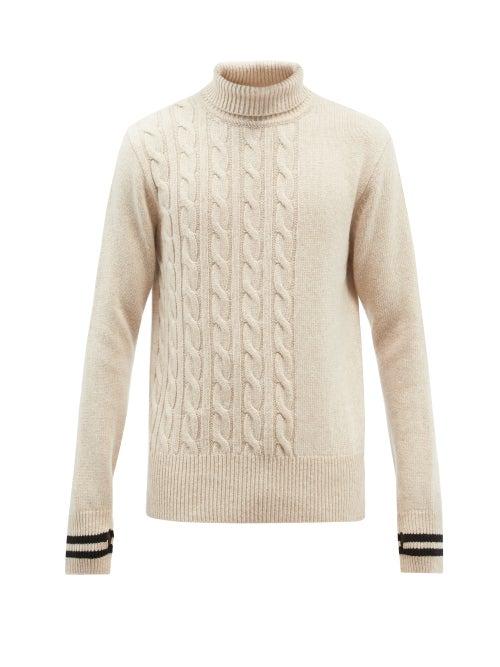 Oliver Spencer - Ferne Roll-neck Cable-knit Wool Sweater - Mens - Cream