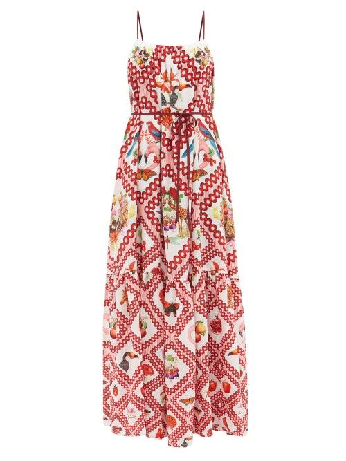 Mary Katrantzou Mary-mare - Napoli Flora & Fauna Print Silk-georgette Dress - Womens - Red Print