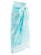 Matchesfashion.com Ganni - Swirl-print Organic-cotton Gauze Sarong - Womens - Blue Print