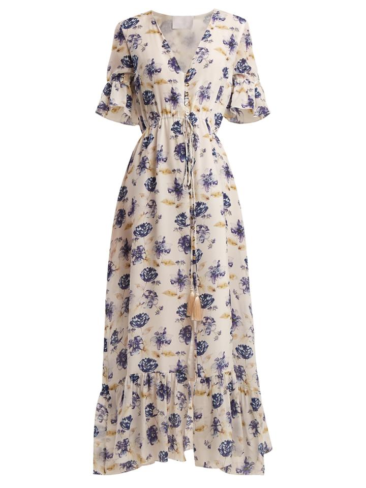 Athena Procopiou V-neck Floral-print Dress