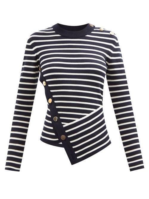 Alexander Mcqueen - Striped Wool-blend Sweater - Womens - Navy Stripe