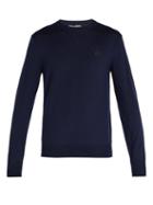 Matchesfashion.com Dolce & Gabbana - Crown Embroidered Wool Sweater - Mens - Navy