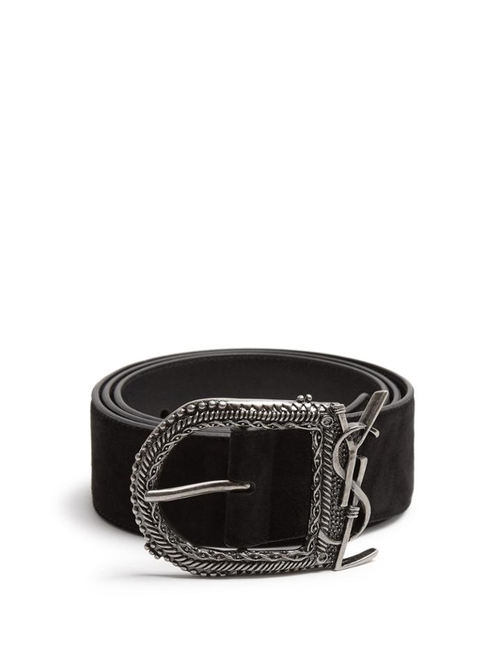 Saint Laurent Monogram Suede Belt
