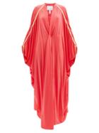 Matchesfashion.com Hester Bly - Margot Metallic-stripe Kaftan Maxi Dress - Womens - Red