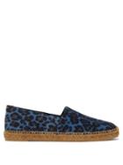 Matchesfashion.com Saint Laurent - Leopard-print Suede Espadrilles - Mens - Black Blue