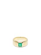 Matchesfashion.com Retrouvai - Emerald & 18kt-gold Pleated Cigar-band Ring - Womens - Green Gold