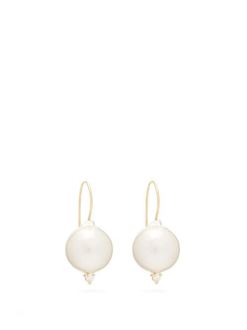 Matchesfashion.com Mizuki - Diamond, Pearl & 14kt Gold Earrings - Womens - Pearl