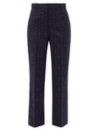 Matchesfashion.com Gucci - Gg-jacquard Wool Straight-leg Trousers - Womens - Blue Multi
