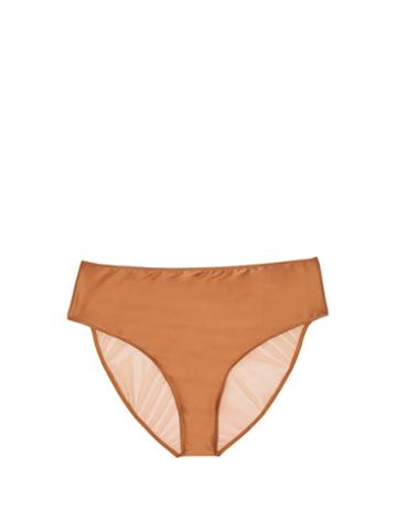 Nubian Skin - Caramel Satin And Stretch-tulle High-rise Briefs - Womens - Light Brown