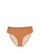 Nubian Skin - Caramel Satin And Stretch-tulle High-rise Briefs - Womens - Light Brown
