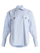 Khaite Nico Point-collar Striped-cotton Shirt