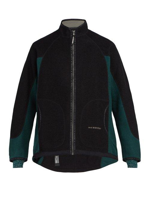 Matchesfashion.com And Wander - Air Two Tone Wool Blend Fleece Jacket - Mens - Black