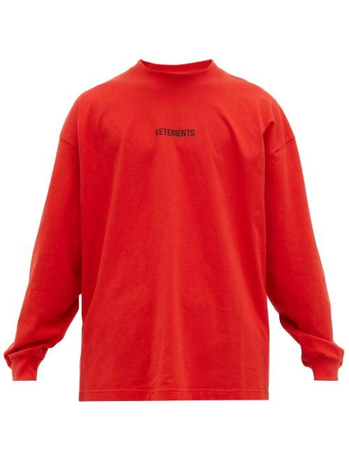 Matchesfashion.com Vetements - Logo Print Jersey Top - Mens - Red