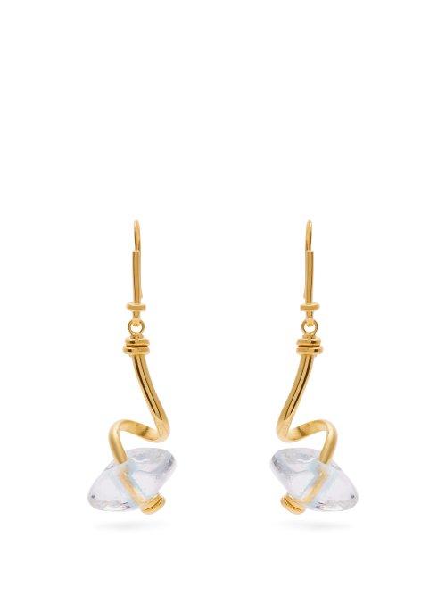 Matchesfashion.com Marni - Spiral Stone Drop Earrings - Womens - White