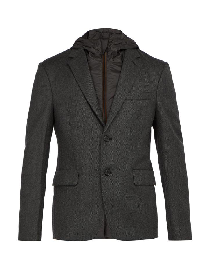 Prada Detachable-hood Wool Blazer