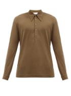 Matchesfashion.com Lemaire - Cotton-jersey Long-sleeved Polo Shirt - Mens - Beige