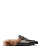 Matchesfashion.com Gucci - Princetown Shearling Lined Leather Loafers - Womens - Black