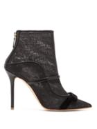 Matchesfashion.com Malone Souliers By Roy Luwolt - Claudia Mesh And Leather Ankle Boots - Womens - Black