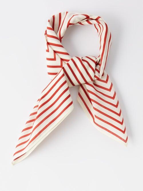 Toteme - Monogram-print Organic Cotton-blend Scarf - Womens - Cream Multi