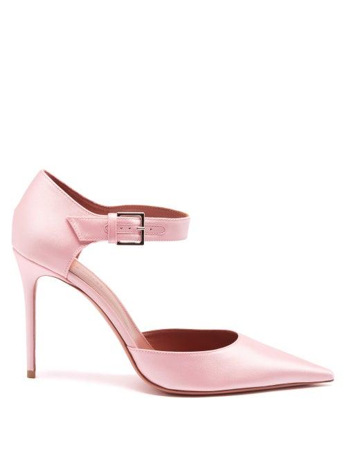 Amina Muaddi - Eva Silk-satin Pumps - Womens - Pink