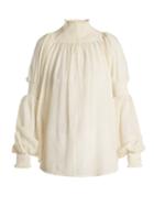 Rachel Comey Smocked-detail Wool-gauze Top