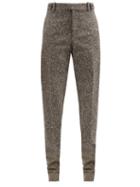 Bottega Veneta - High-rise Herringbone-twill Straight-leg Trousers - Womens - Brown