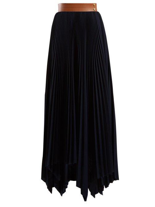 Matchesfashion.com Loewe - Handkerchief Hem Pleated Skirt - Womens - Navy