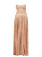 Matchesfashion.com Maria Lucia Hohan - Saida Lace Up Silk Strapless Gown - Womens - Light Pink