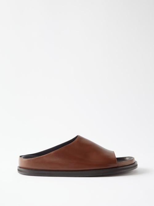 Studio Nicholson - Leather Slides - Mens - Brown