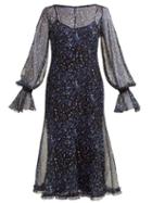 Matchesfashion.com Max Mara - Pavia Silk Midi Dress - Womens - Blue Print